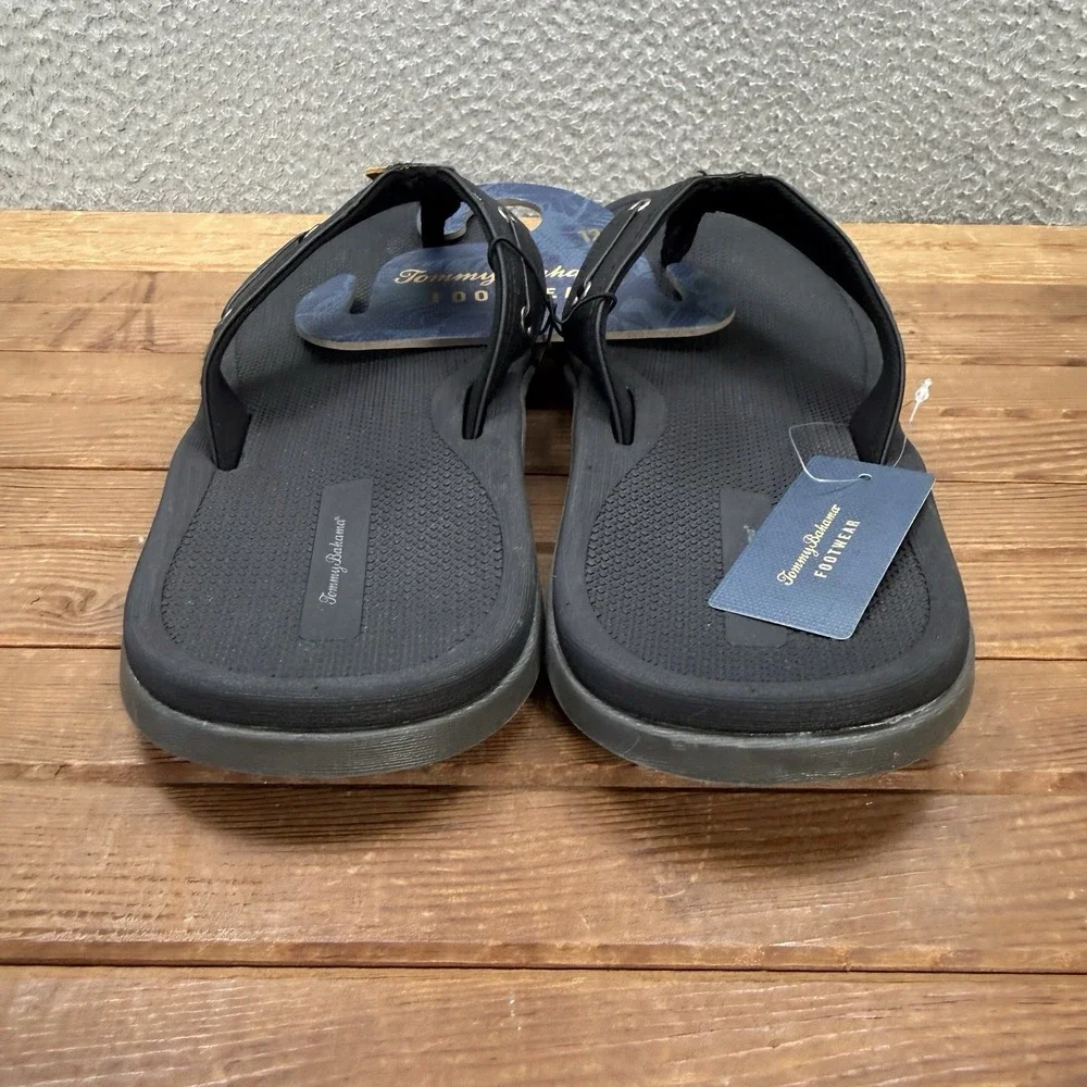 Tommy Bahama Sandals Mens 12 Black TBF Coast Flip Flops Beach Summer Casual NEW